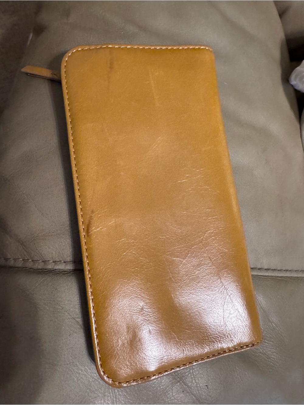 HOBO Tan Zip-Around Leather Wallet Phone Case